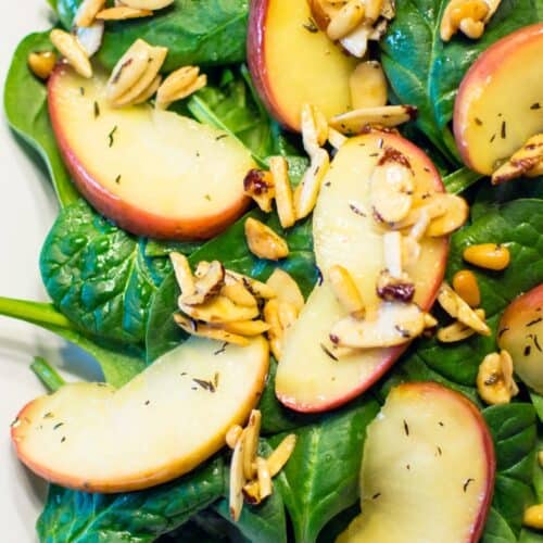 Spinach Apple Salad with Honey Cider Dressing